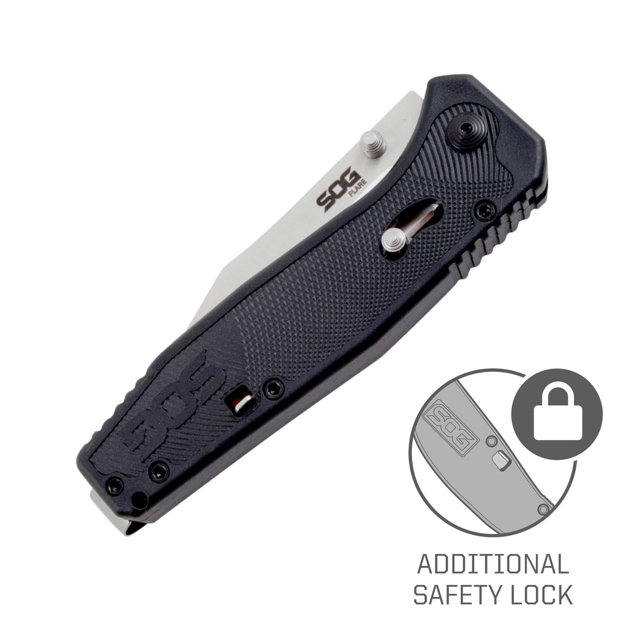 SOG Specialty Knives FLA1001-CP Flare Folding Pocket Knife w/3.5" Stainless Straight Edge Blade -Black