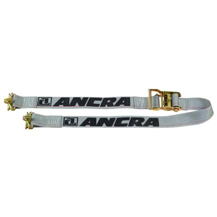Ancra Cargo (48253-13) Logistics Ratchet Strap, 2"x12' Plate Trailer w/Wire Hooks & Spring E Fittings - Yellow