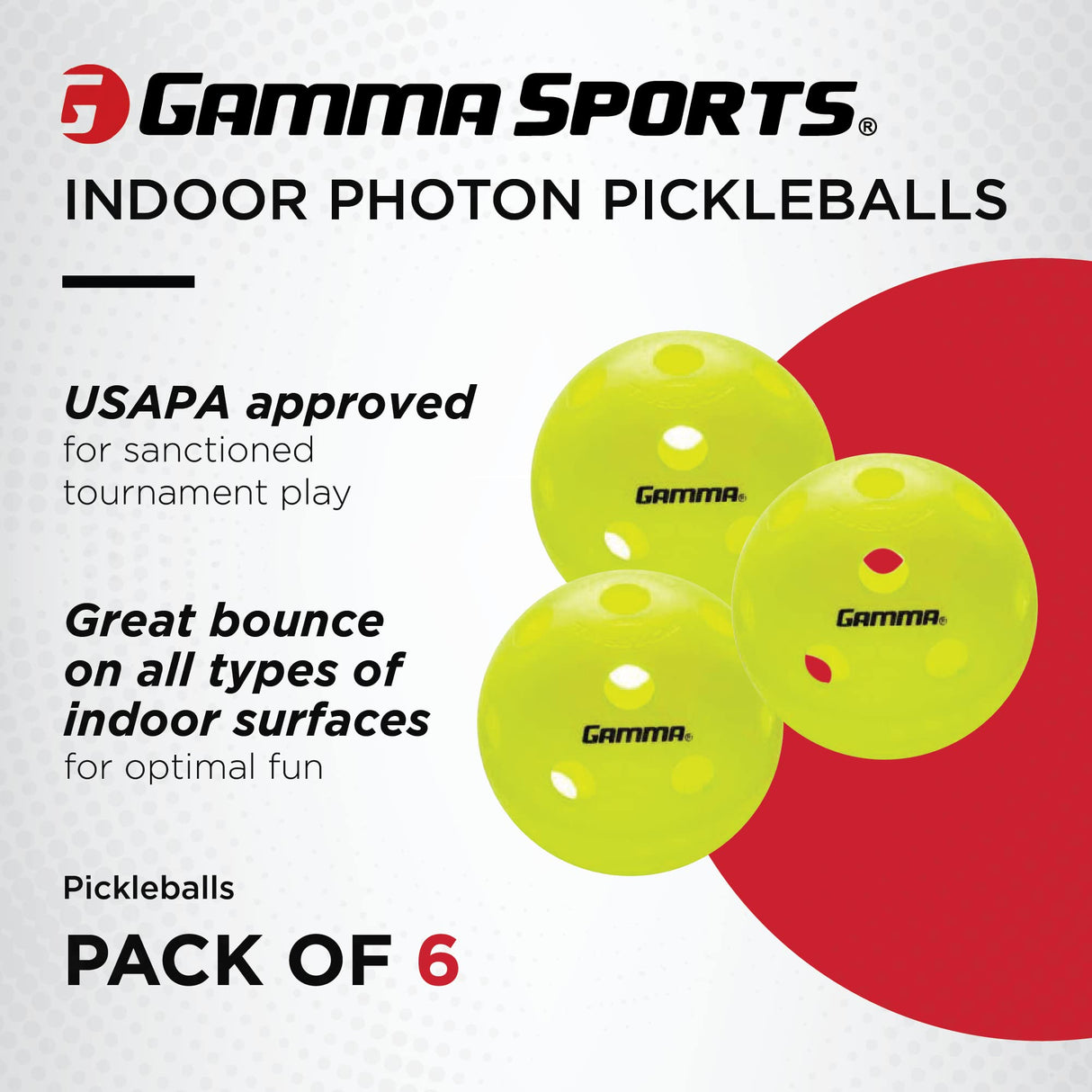 Gamma CGIP610 Photon Indoor Pickleball 6Pk