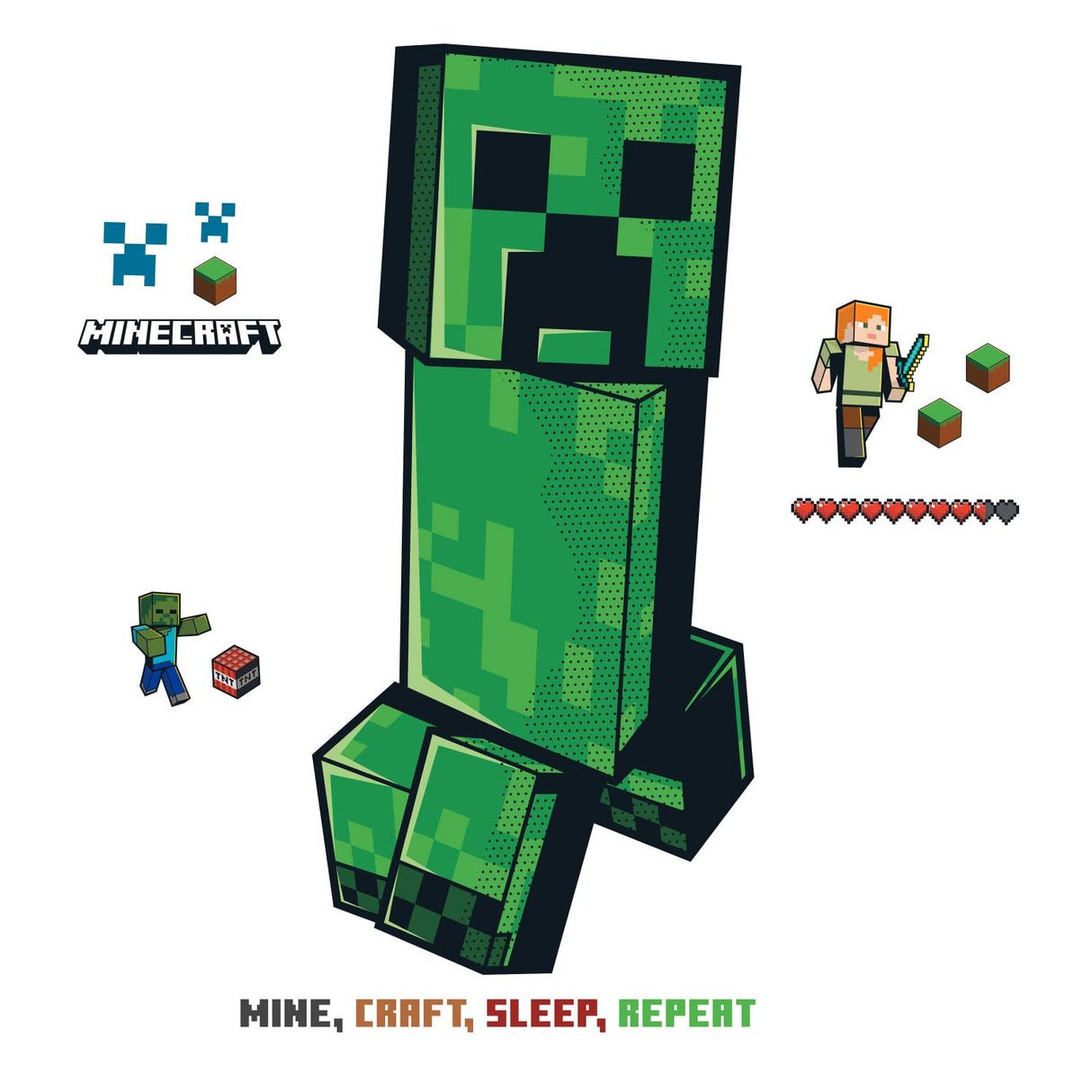 RoomMates RMK5360GM Minecraft Creeper Giant Peel & Stick Wall Decals -1 Sheet