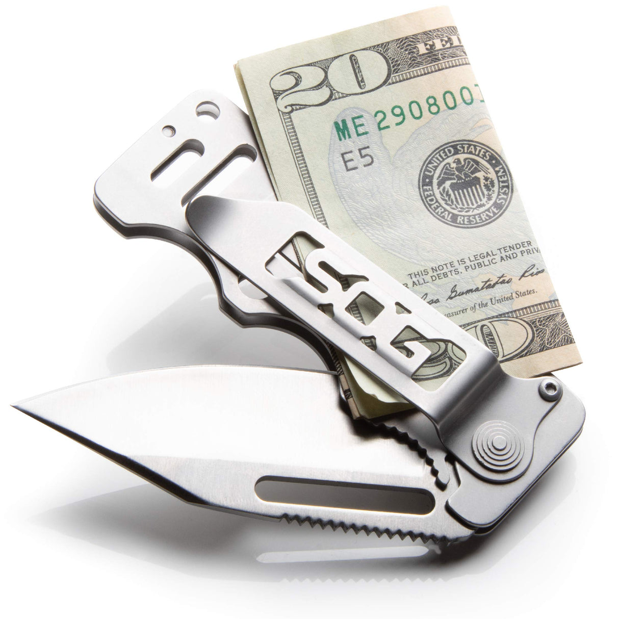 SOG EZ1-CP 2.75" Cash Card Money Clip Pocket Knife w/Clip for Pocket, Money or Card Holder