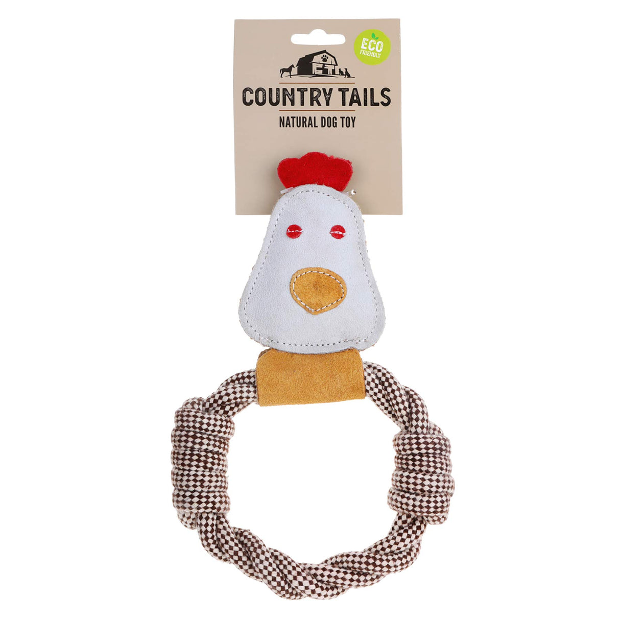 Country Tails - Rope Ring with Animal Suede Head -A Premium Dog Toy