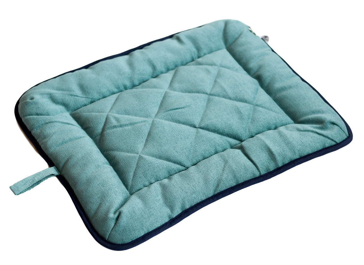 Dog Gone Smart Chenille Dog Sleeper Cushion, Green w/Blue Trim, 19"X24" Small