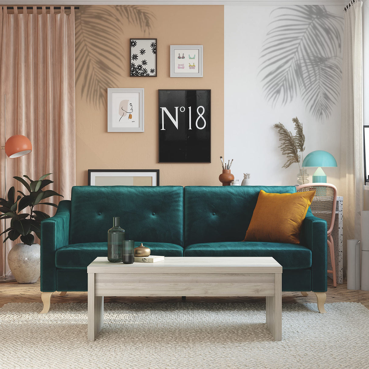 RoomMates RMK5063SLM Mr. Kate Tropical Shadow Palm Frond Peel and Stick Wall Decals -Grey