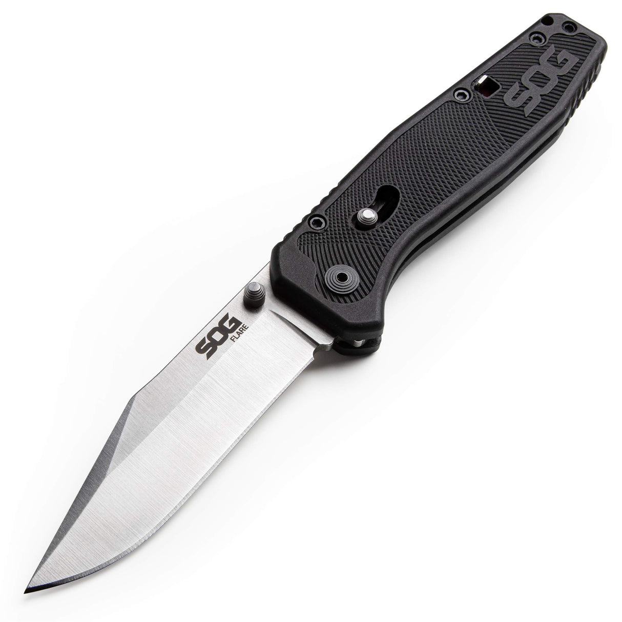 SOG Specialty Knives FLA1001-CP Flare Folding Pocket Knife w/3.5" Stainless Straight Edge Blade -Black