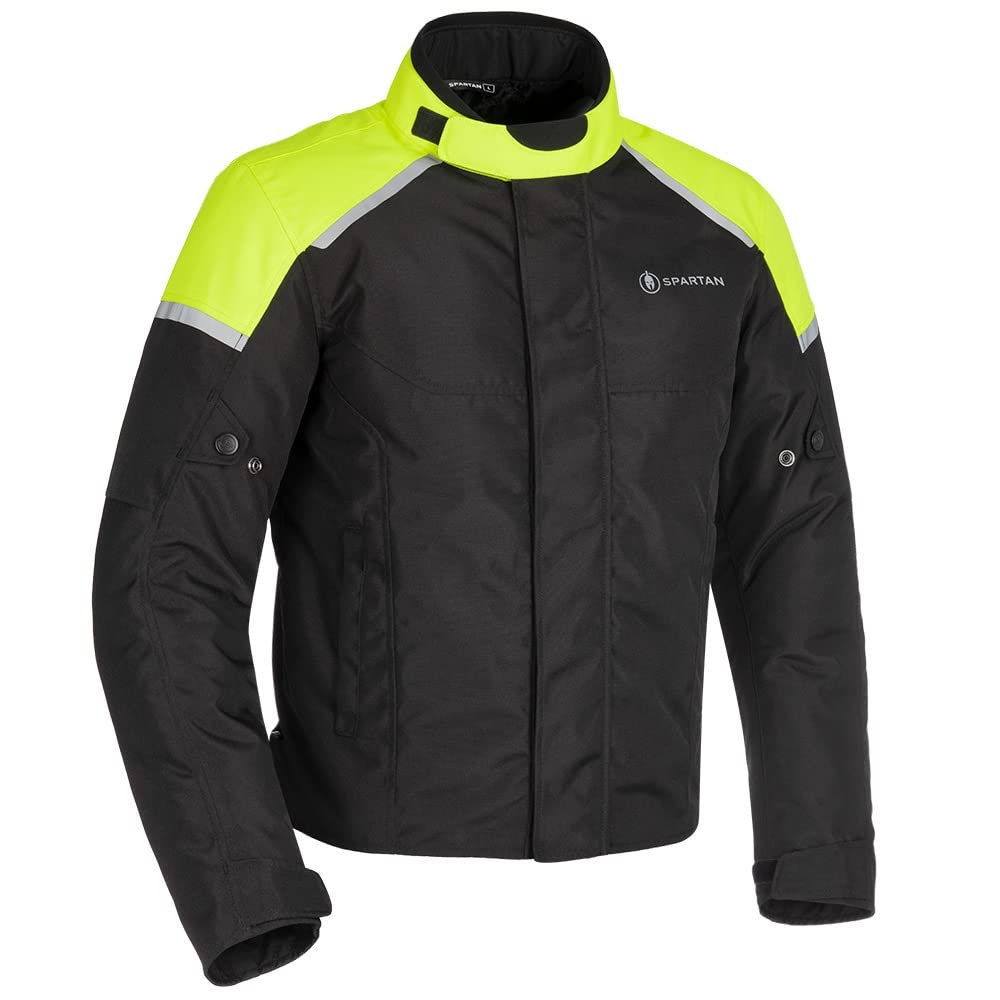 Oxford Products - Spartan WP MS Men's Short Motorcycle Riding Jacket (Choose From: Small - 3XL) -Black & Black/Fluorescent