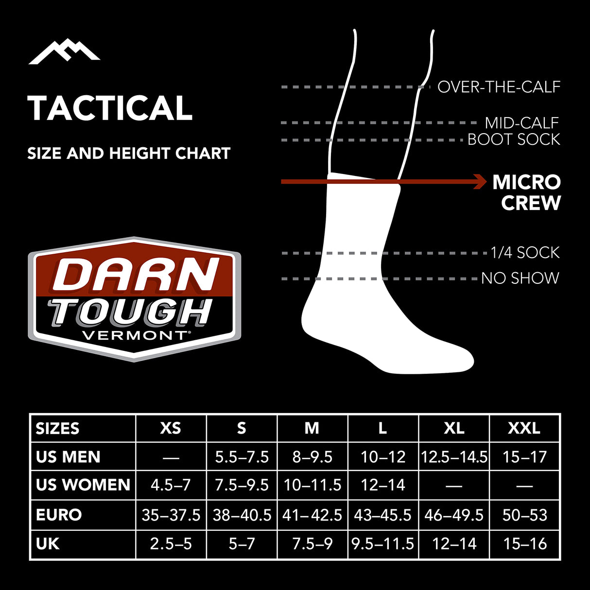 Darn Tough T301-C-1001-03 T3001 Tactical Micro Crew Lightweight with Cushion Black Small