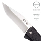 SOG SOG-TD1011-CP Traction EDC Knife, Work Knife & Folding Pocket Knife w/3.5" Satin Blade, GRN Handle & Clip -Black