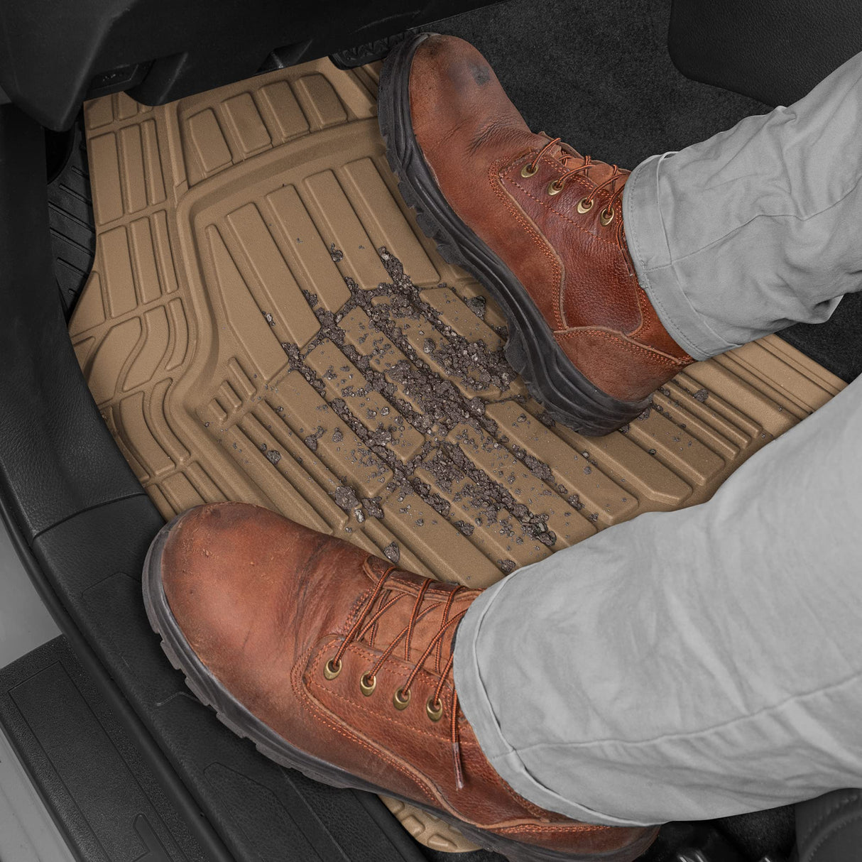 BDK Auto CAMT-1004-BG: 4pcs CAT Short Trim Floor Mats -Beige