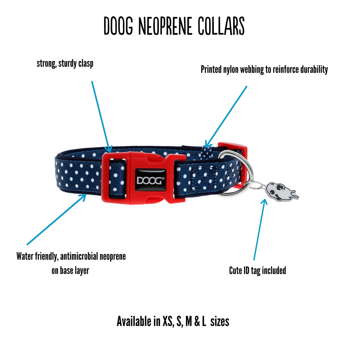 DOOG Neoprene Dog Collar -(MARLEY, Small | 9"-13"(0.7" Width), Neoprene Collar