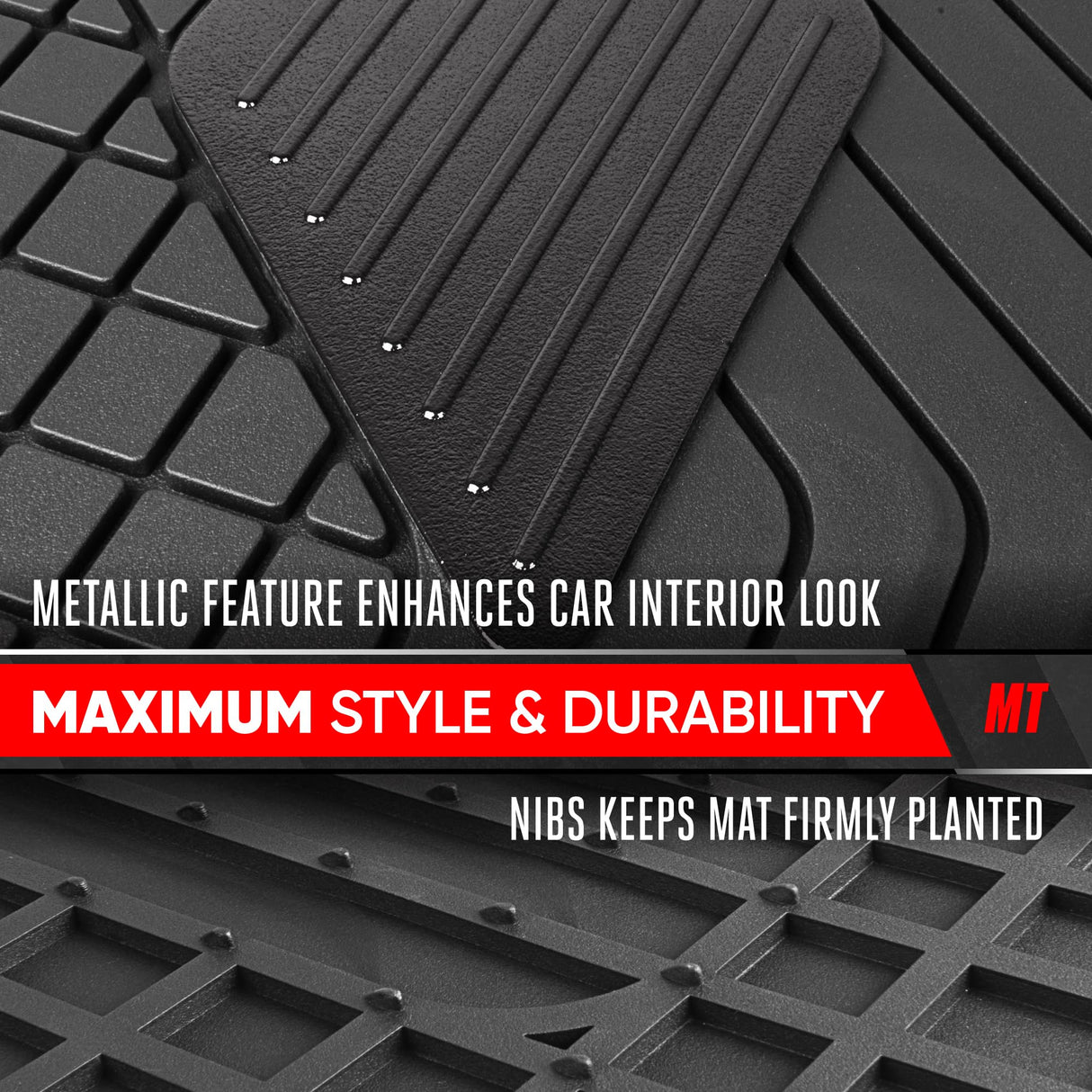 BDK Auto MTMT-6673-BK/BK Motor Trend Rubber Floor Mat