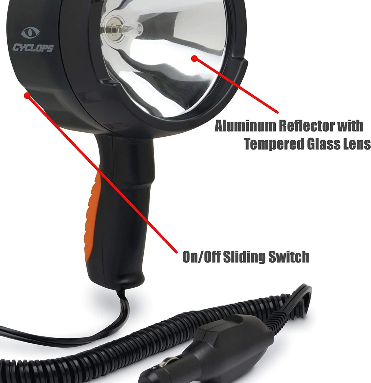 Cyclops CYC-HS140012V:1400 Lumen 12V Dc Halogen Spotlight Blk Body/ Blaze Accent