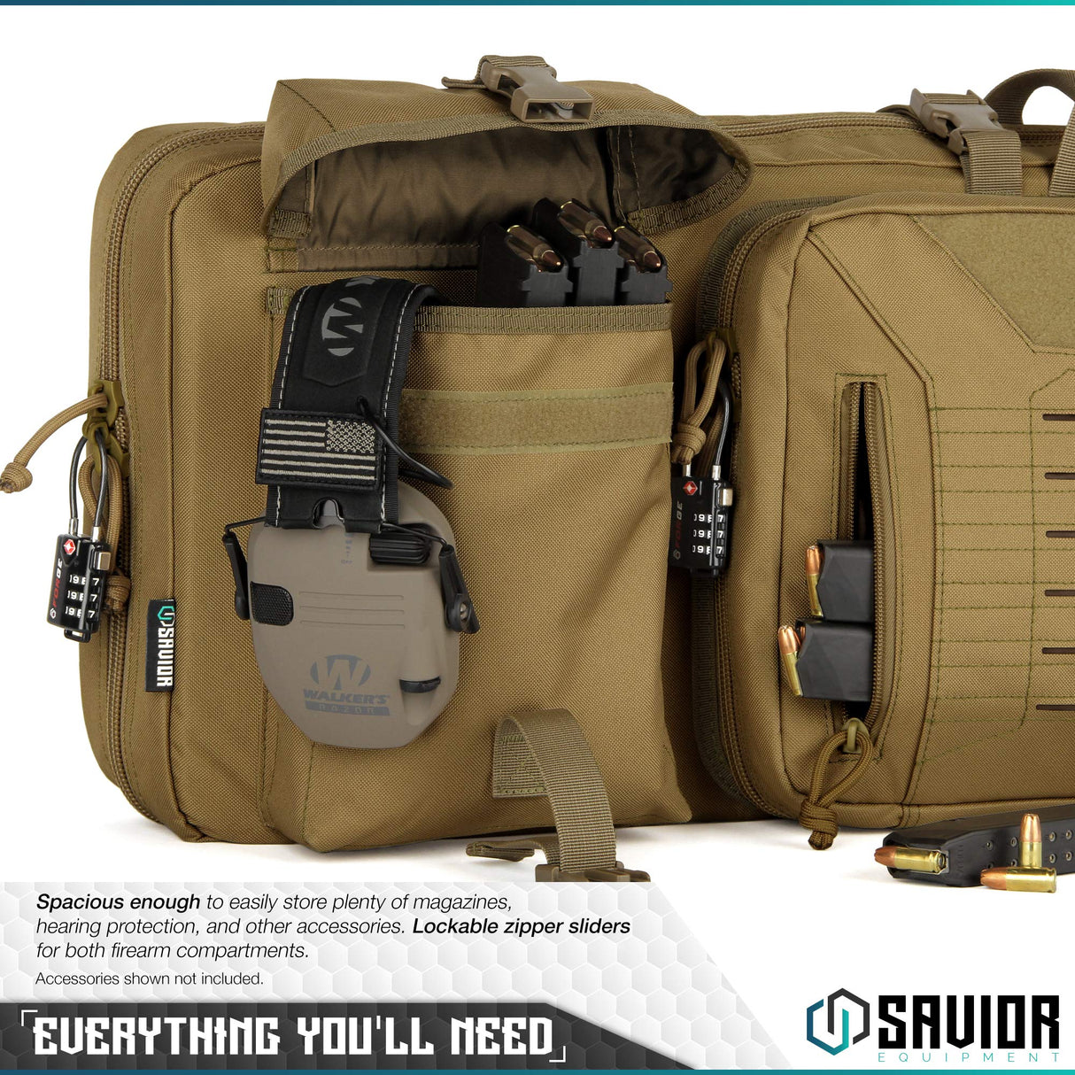 Savior Equipment RB-4212DG-VER2-TN Urban Warfare Double Rifle Bag Gun - Suitable for Rifle Shotgun, w/ Backpack Strap,Tan,42" Long