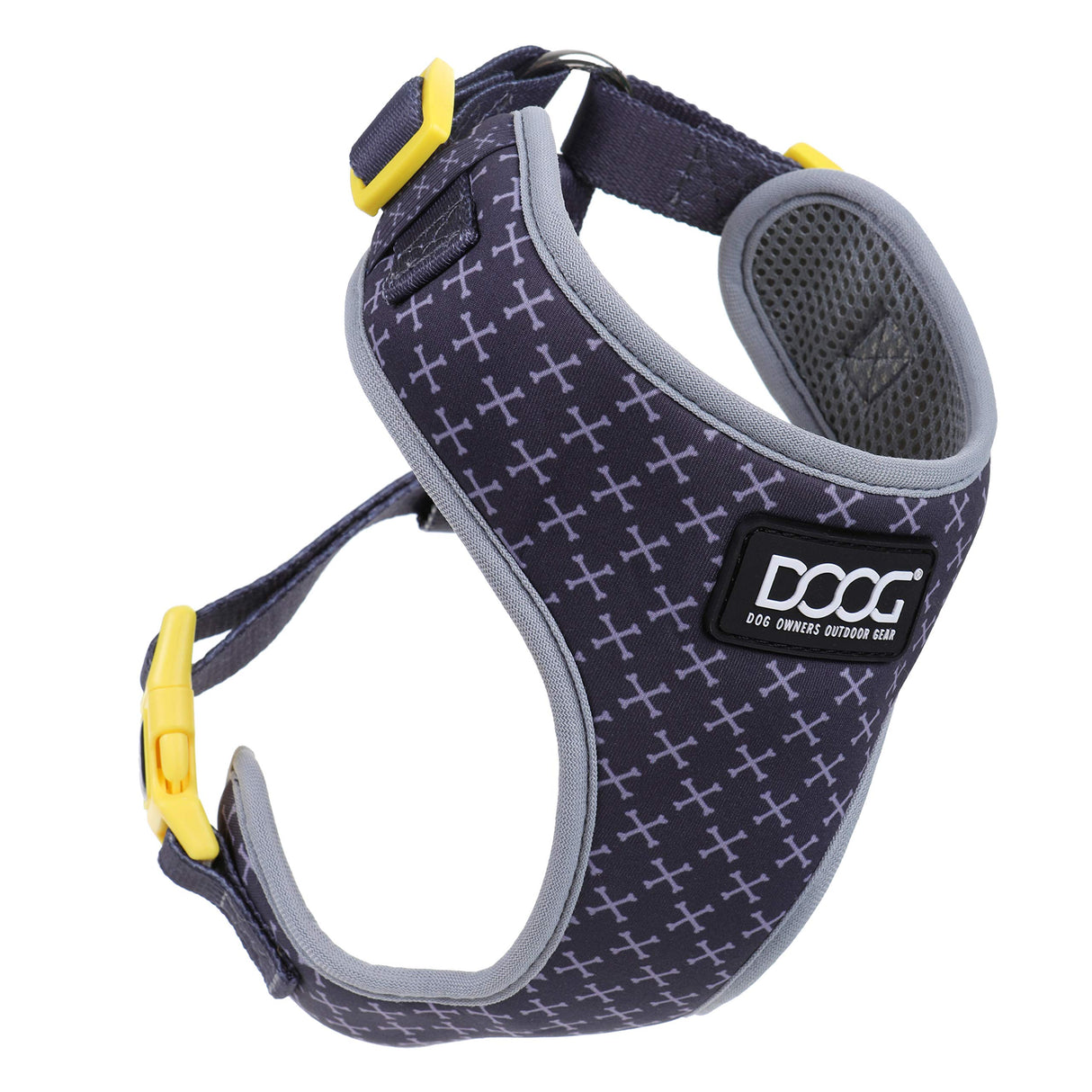 DOOG - All Weather 'Neoflex" Dog Harness, Flexible Neoprene Breathable Mesh Padding Light Wetsuit Material Water Friendly Draws Moisture Away Fir Skin Easy Fit Small, Medium, Large, XL Soft Comfortable 2 Point Adjustable Leash Training Run Walk Swim
