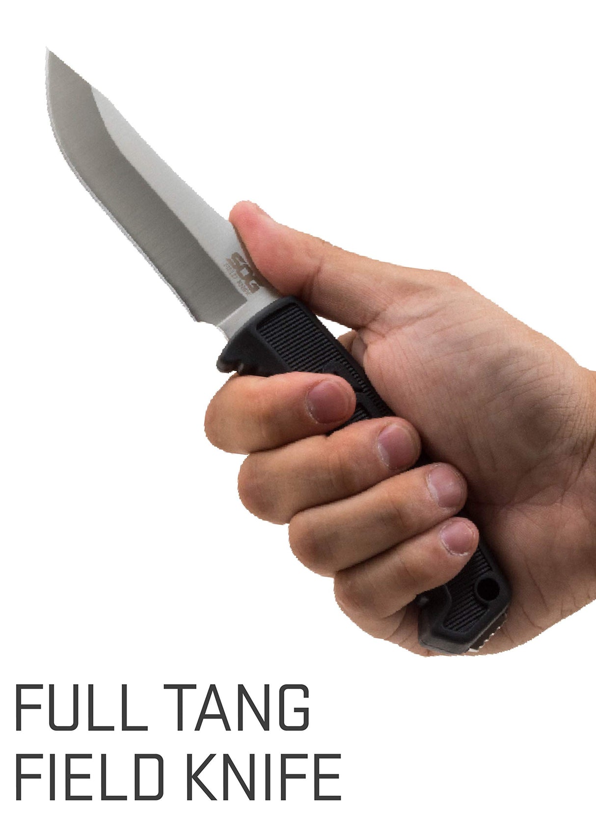 SOG Survival Knife with Sheath - Field Knife Fixed Blade Knives 4 Inch Tactical Knife and Bushcraft Knife w/Full Tang Hunting Knife Blade (FK1001-CP)