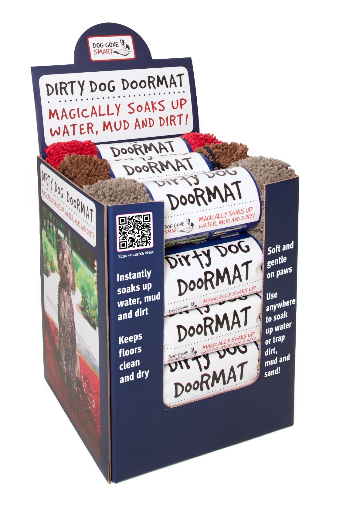 Dog Gone Smart Dirty Dog Microfiber Paw Doormat - Super Absorbent Dog Mat Keeps Paws & Floors Clean - Machine Washable Pet Door Rugs with Non-Slip Backing