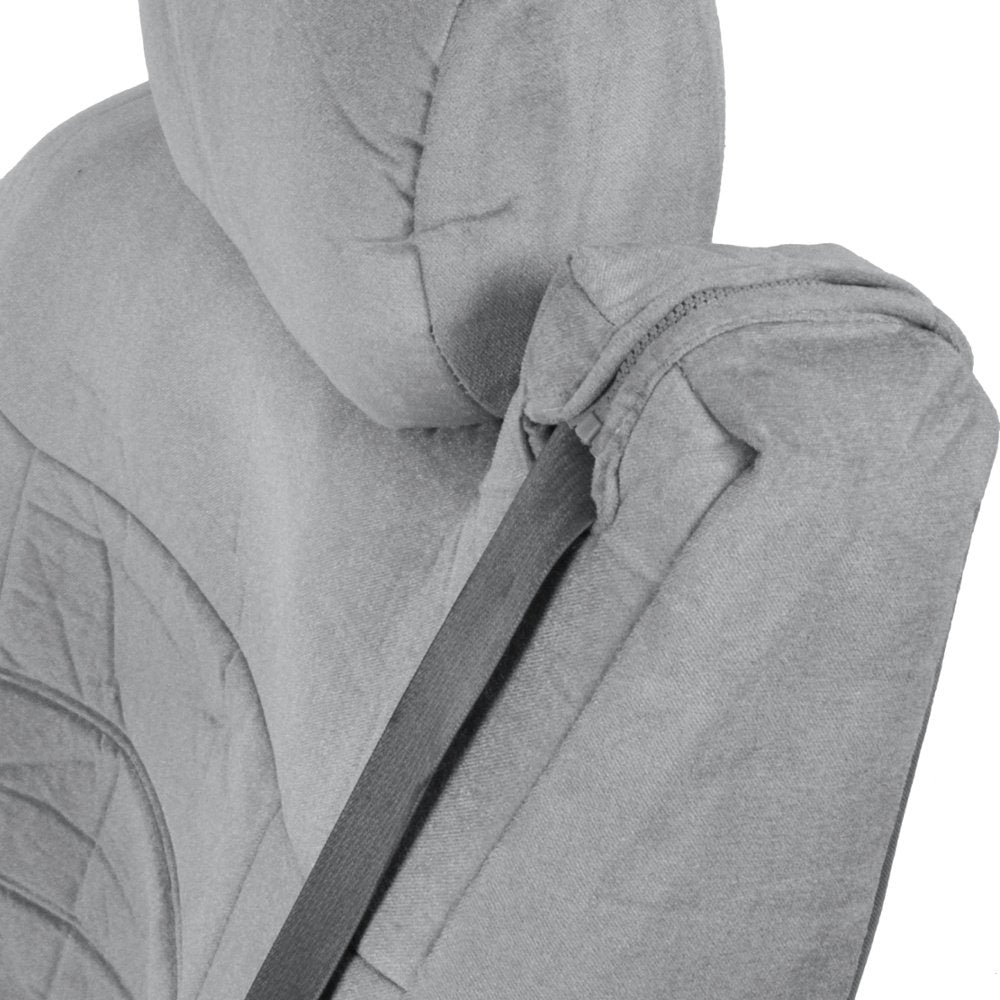 BDK Auto TS-304-GR: Pickup Truck Seat Covers with Arm Rest and Built-In Seat Belt -Grey