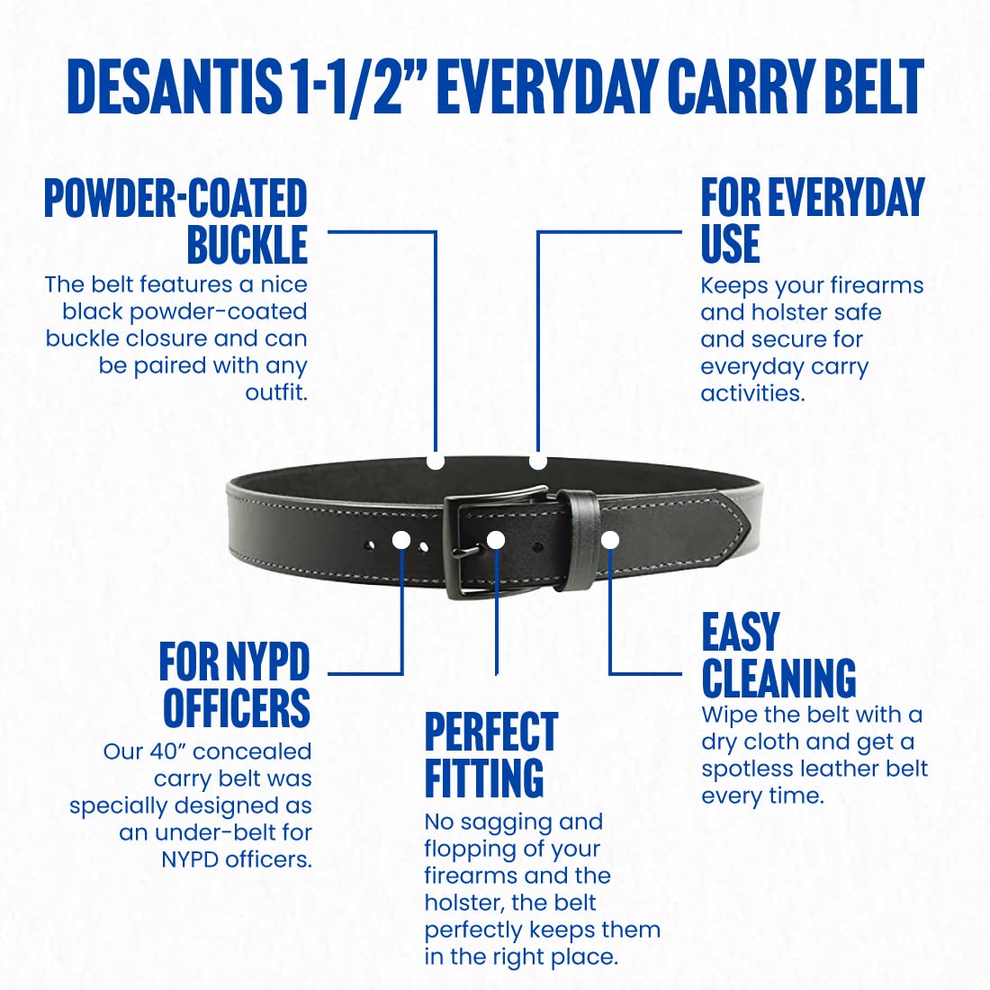 DeSantis 1 1/2 Everyday Belt (EDC), Powder Coated Buckle Closure