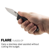 SOG Specialty Knives FLA1001-CP  Flare Folding Pocket Knife w/3.5" Stainless Straight Edge Blade -Black