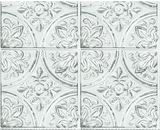 RoomMates TIL4623FLT- White Tin Peel & Stick Tile Backsplash -White/Off White/Rustic White