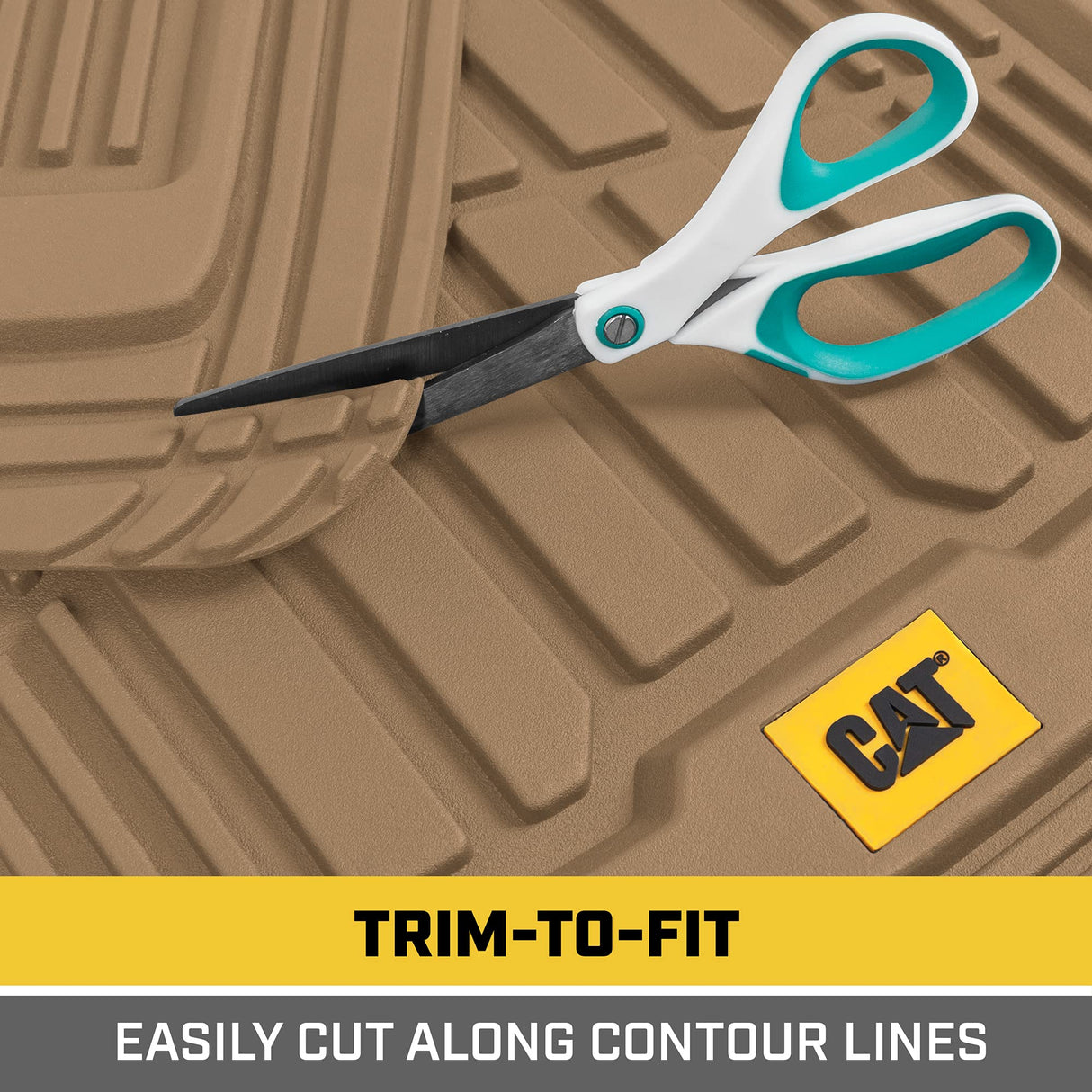 BDK Auto CAMT-1004-BG: 4pcs CAT Short Trim Floor Mats -Beige