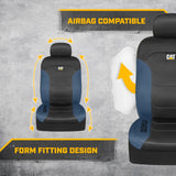 BDK Auto CASC-2274-BL: CAT 4pc Polyester + Honeycomb Polyester Fabric Low Back Seat Cover - Blue/Black