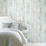 RoomMates RMK12008WP  Weathered Planks Peel & Stick Wallpaper -Denim Blue/Grey