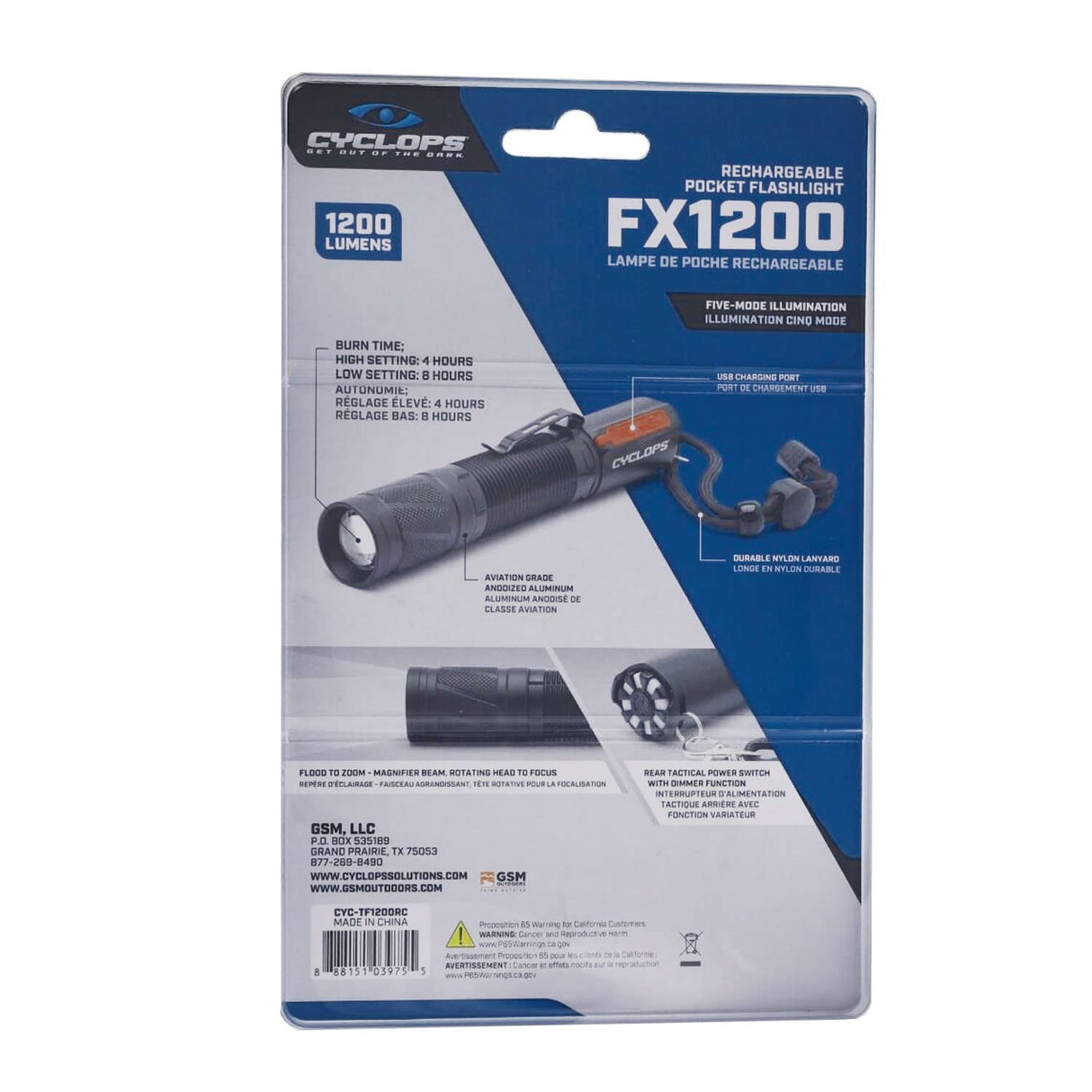 Cyclops Gear CYC-TF1200RC 1200 LM Flashlight