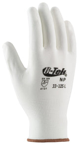 G-Tek 33-125/L  GP Seamless Knit Nylon Gloves -13G Polyurethane Coated Smooth Grip -SIZE: Large, White