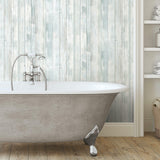 RoomMates RMK12008WP  Weathered Planks Peel & Stick Wallpaper -Denim Blue/Grey
