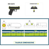 Night Fision  TAU-252-007-OGZG Night Sight Set for Taurus G3c/GX4 - Orange Front Ring, U Notch Black Rear Rings
