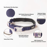 Dog Gone Smart Pet Products DGSLGUC4135  Super Bright LED Dog Comet Collar -SIZE: Medium, Navy Blue