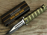 TAC Force TF-710GN Liner Lock Assisted Opening Folding Knife, Two-Tone Half-Serrated Blade, Green Handle, 5-Inch Closed