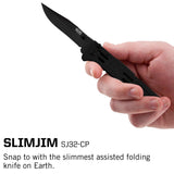 SOG Specialty Knives SJ32-CP Folding Knife SlimJim Slim Pocket Knife Black