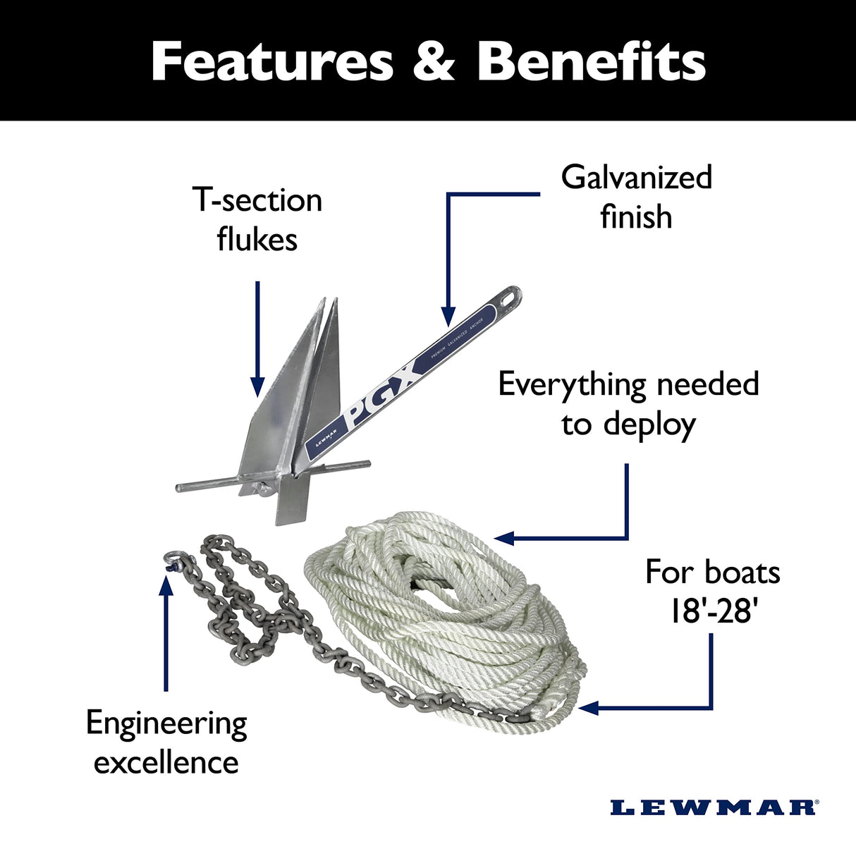 Lewmar 69600927: Kit Pgx 8Lb Anchor Package