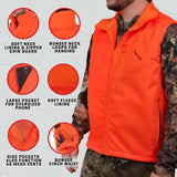 Allen Company 2337  Men's Softshell Blaze Hunting Vest -SIZE: Large, Blaze Orange