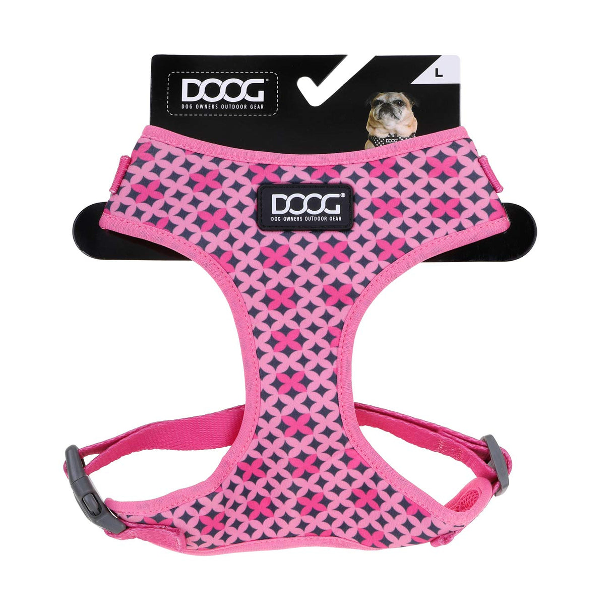 DOOG - All Weather 'Neoflex" Dog Harness, Flexible Neoprene Breathable Mesh Padding Light Wetsuit Material Water Friendly Draws Moisture Away Fir Skin Easy Fit Small, Medium, Large, XL Soft Comfortable 2 Point Adjustable Leash Training Run Walk Swim