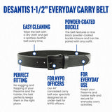 DeSantis E25BJ44Z3 1 1/2” Everyday Carry Belt (EDC), Powder Coated Buckle Closure -Black, 44”