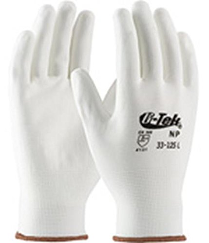 G-Tek 33-125/L  GP Seamless Knit Nylon Gloves -13G Polyurethane Coated Smooth Grip -SIZE: Large, White