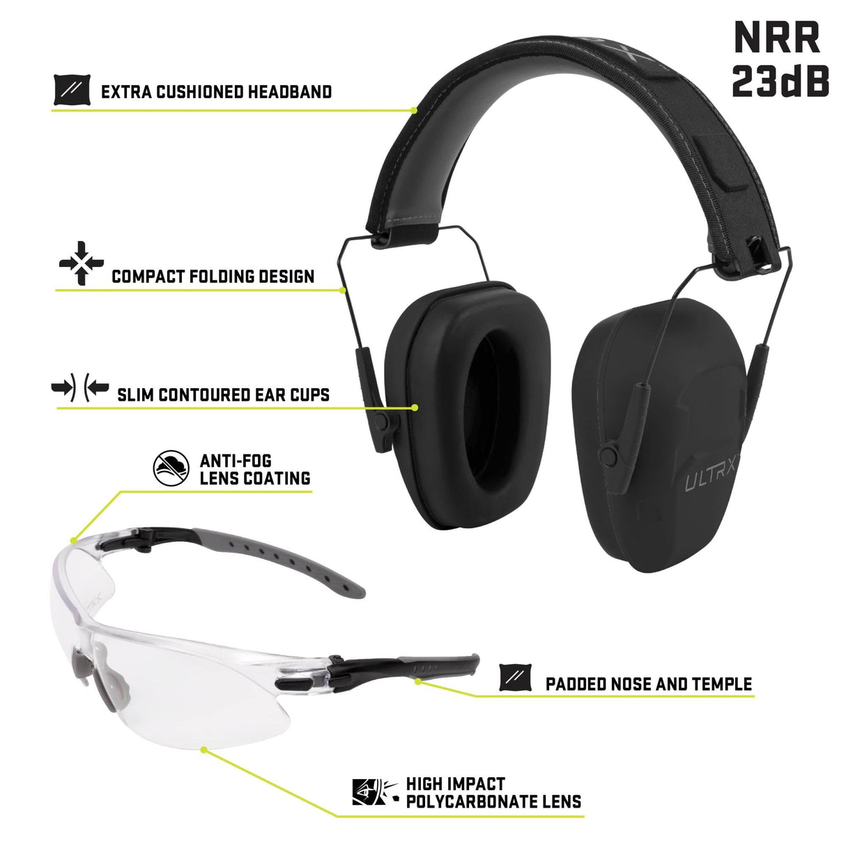 Allen Co. 4157: Ultrx Shield Ear/ Eye Protection Combo, Gray