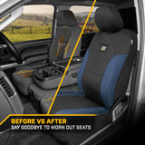 BDK Auto CASC-2274-BL: CAT 4pc Polyester + Honeycomb Polyester Fabric Low Back Seat Cover - Blue/Black