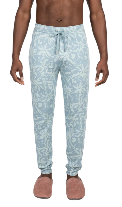 SAXX SXLP33-SPD-L  Men's Snooze Pants -SIZE: Large, Splash Palms- Desert Blue