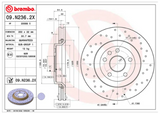 Brembo 09.N236.2X: XTRA Drilled Front Disc Brake Rotor  (FITS: 2020 Dodge Durango & 2014 Jeep Grand Cherokee)