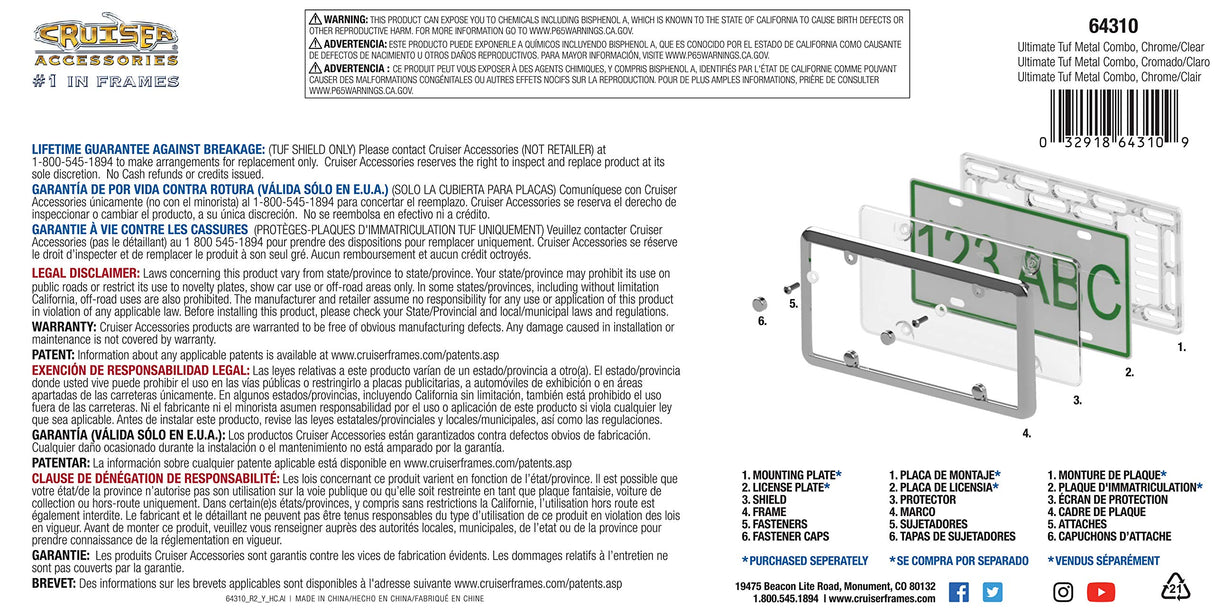 Cruiser Accessories Ultimate Tuf Metal Combo, Chrome/Clear