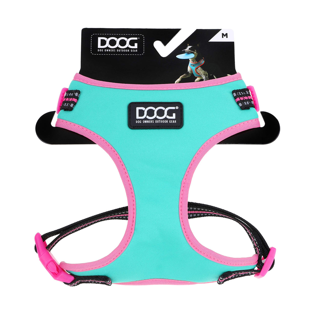 DOOG - All Weather 'Neoflex" Dog Harness, Flexible Neoprene Breathable Mesh Padding Light Wetsuit Material Water Friendly Draws Moisture Away Fir Skin Easy Fit Small, Medium, Large, XL Soft Comfortable 2 Point Adjustable Leash Training Run Walk Swim