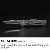 SOG SJ31-CP SlimJim Folding Pocket Knife - SOG Assisted Technology w/Tactile Bumps & Cutout Aid, Reversible Carry Clip, AUS-8 Stainless Steel Body