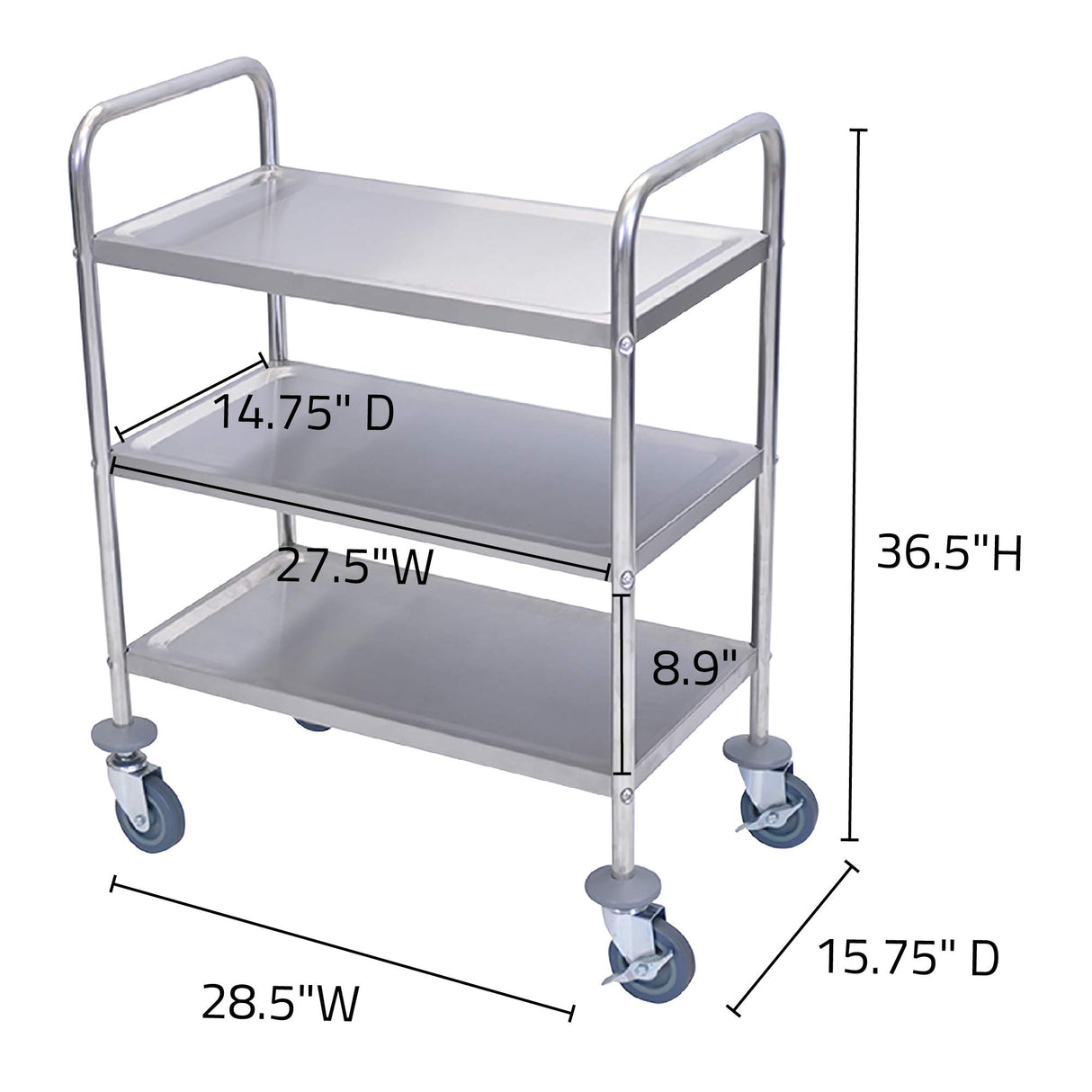 LUXOR L100S3  3-Shelf Stainless Steel Cart