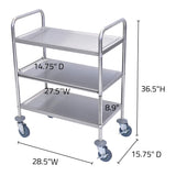 LUXOR L100S3  3-Shelf Stainless Steel Cart