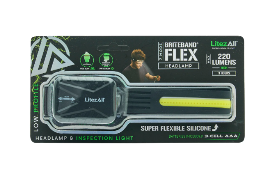 LitezAll 28073: Briteband Low Profile Silicone Headlamp with Inspection Light