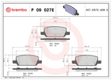Brembo P09027E: BEYOND EV Rear Disc Brake Pad Set  (FITS: 2022 Tesla 3 Vehicles)